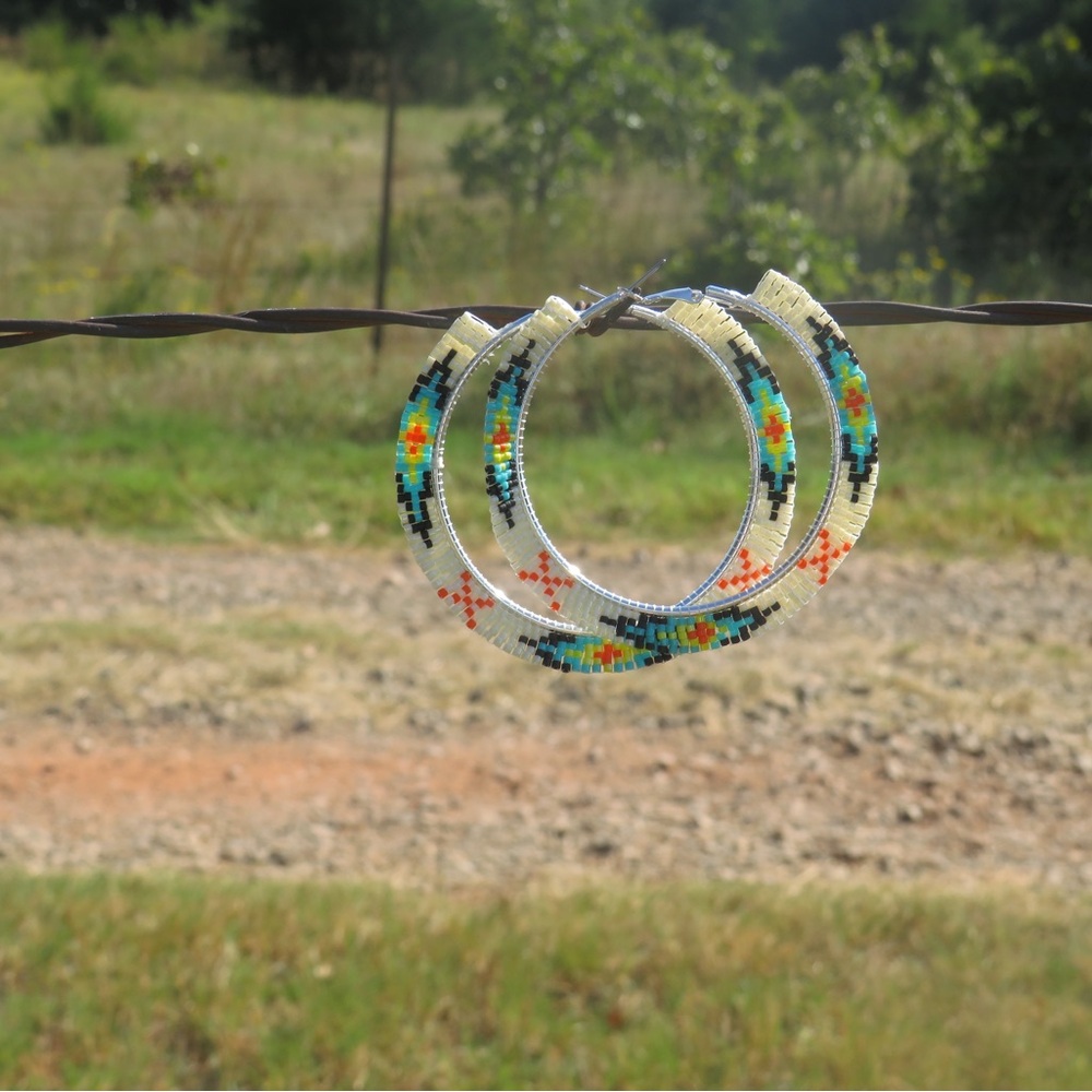 Handmade beaded hoop earrings